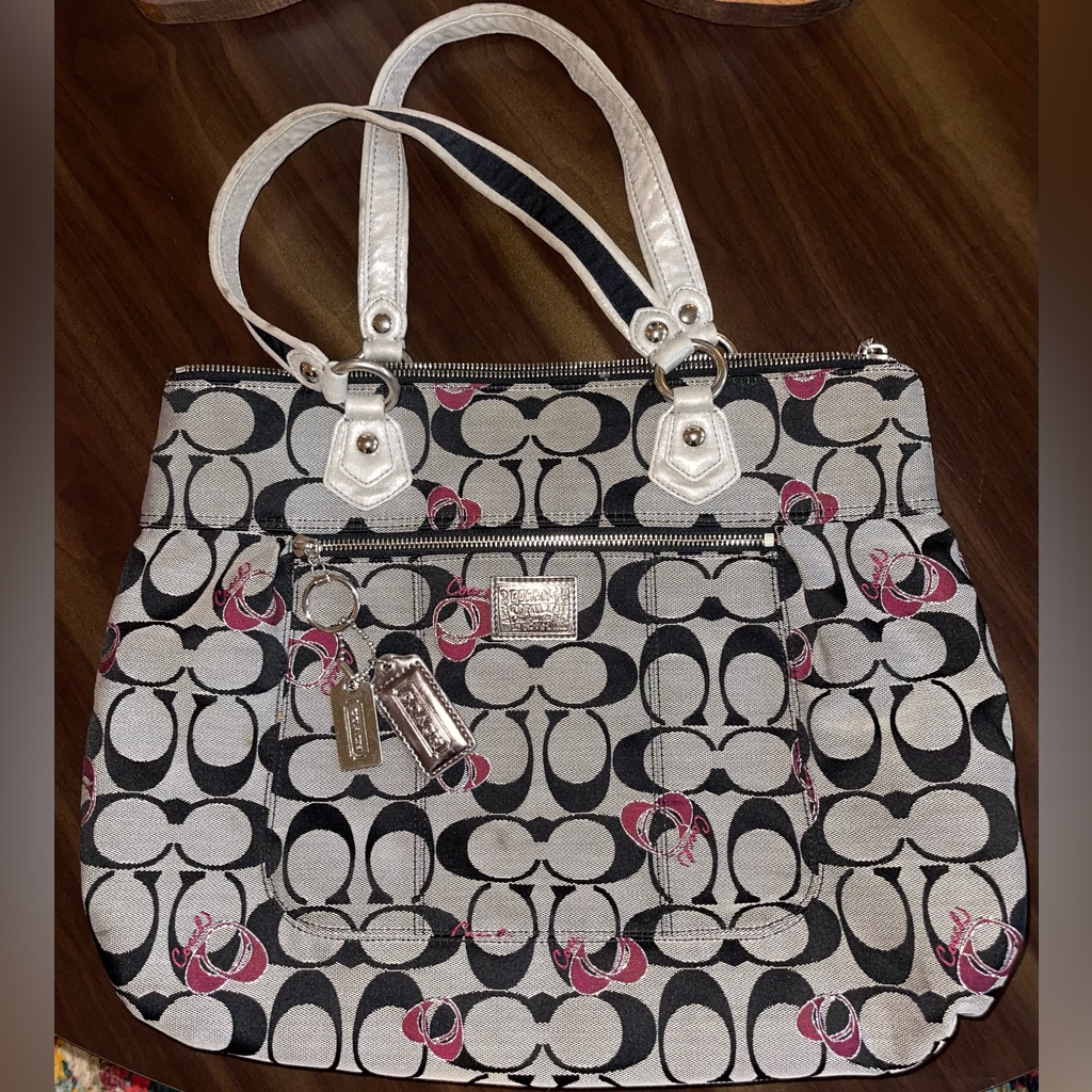 Coach Poppy Monogram Canvas Tote